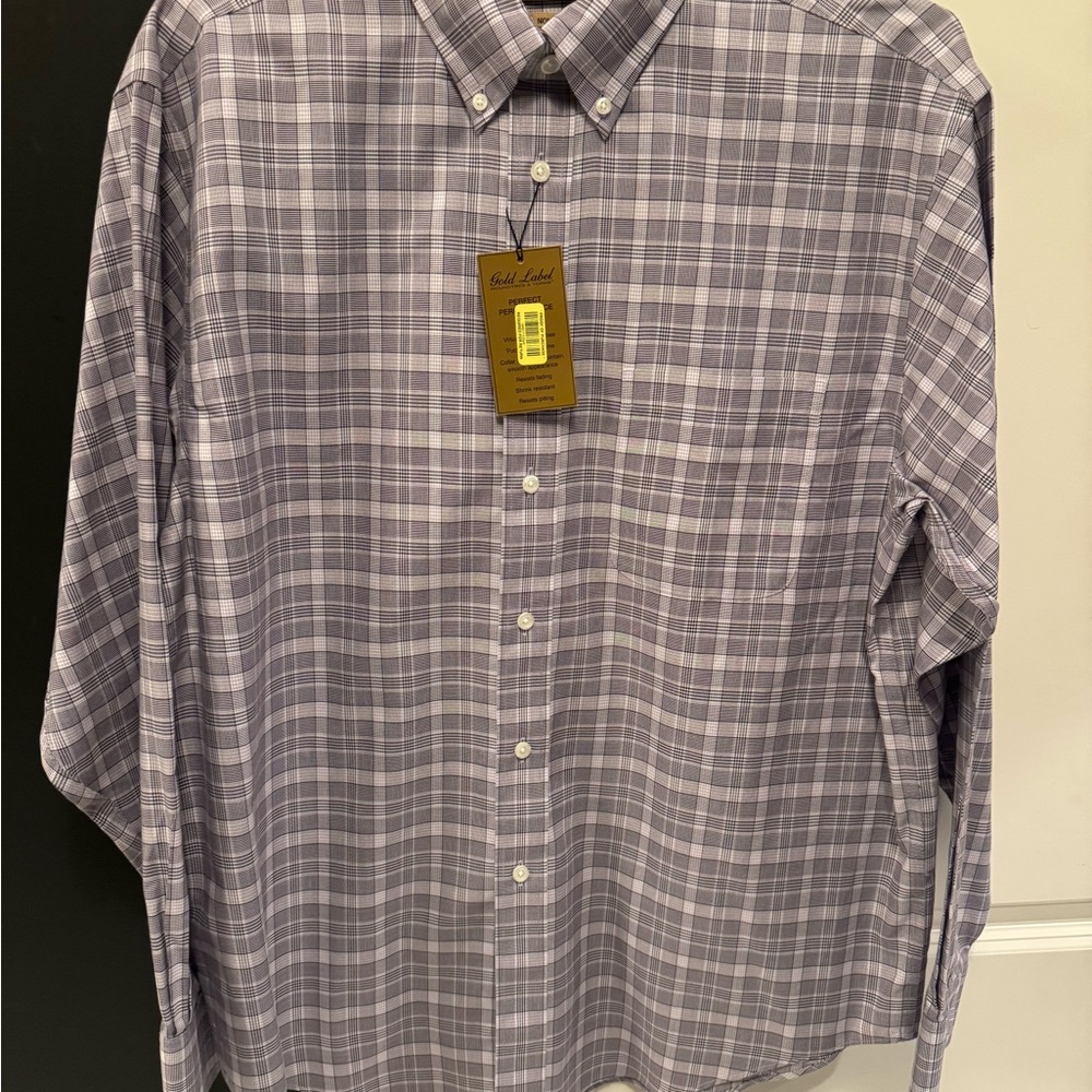 Elegant Purple Plaid Dress Shirt